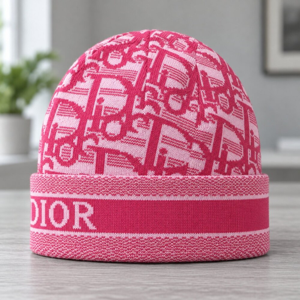 Dior Pink Oblique Knit Beanie